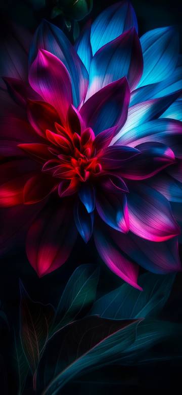 Colorful flowers on a dark background wallpaper