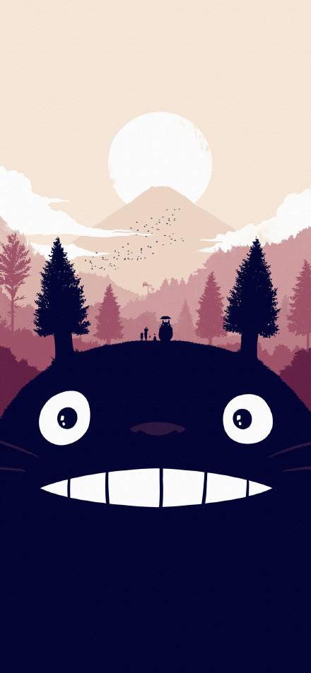 Minimalist Silhouette Of Totoro As A Hill