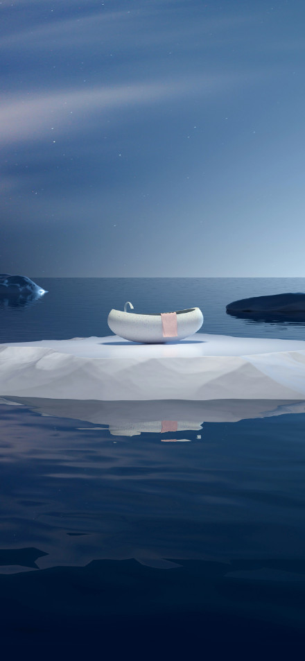 White Bathtub On An Ice Floe Under The Stars HD Wallpaper