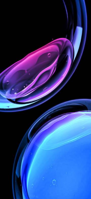 Blue and purple fluid shapes on a black background