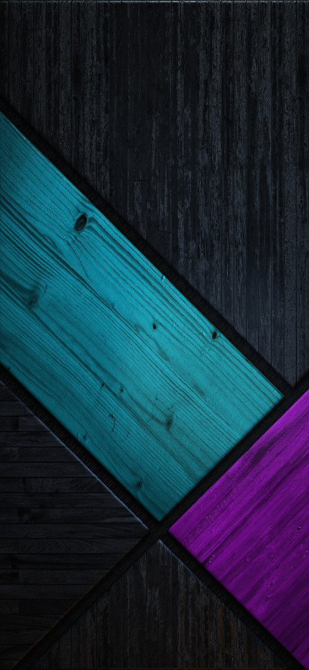 Combination of colored wood panels on a dark background
