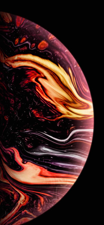Dazzling fluid planet on black background phone wallpaper