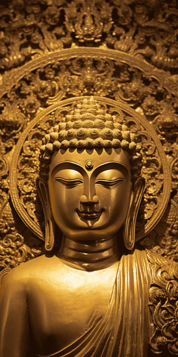 Calm Golden Buddha Portrait Wallpaper 4K