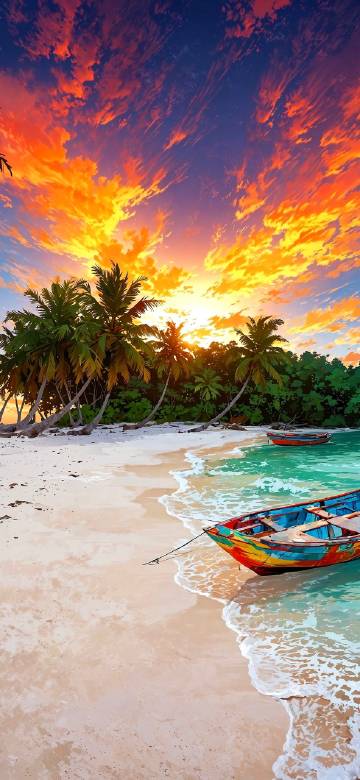 Anime Style Dream Beach Sunset Wallpaper