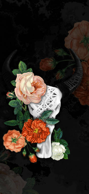 Bright flowers dark background phone wallpaper