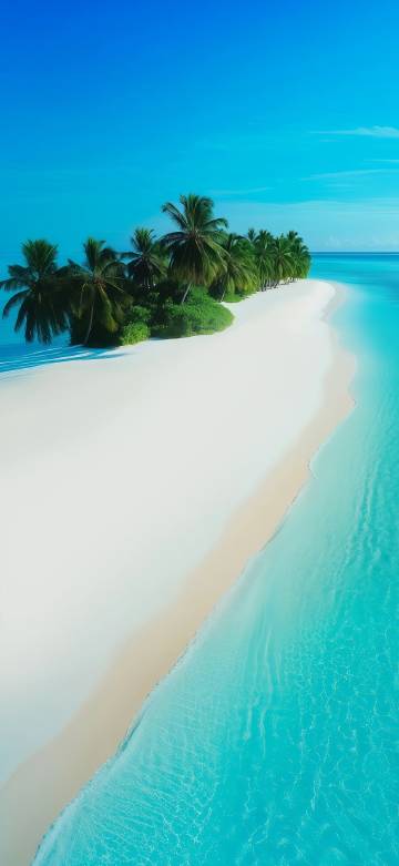 Dreamy tropical beach under the blue sky phone wallpaper