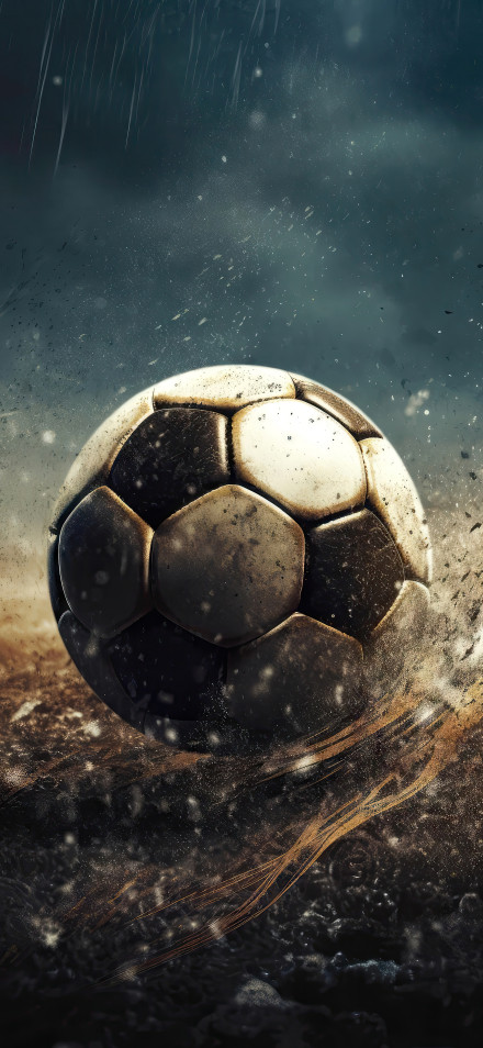 Close-Up of a Soccer Ball in the Midst of a Storm 4K Wallpaper
