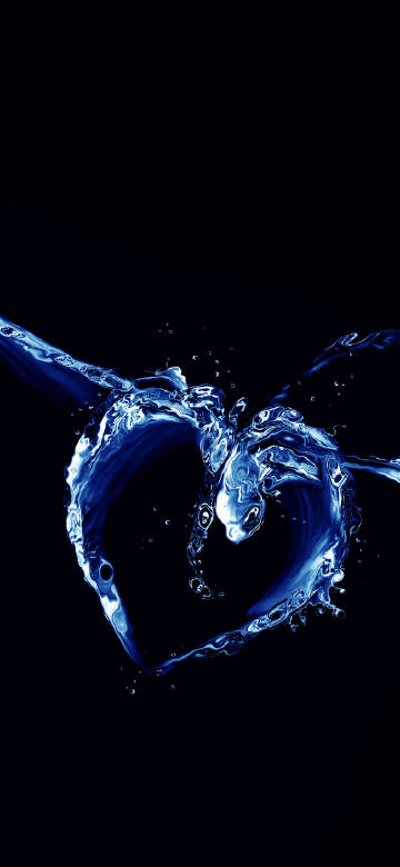 Blue heart shaped water splash creative wallpaper