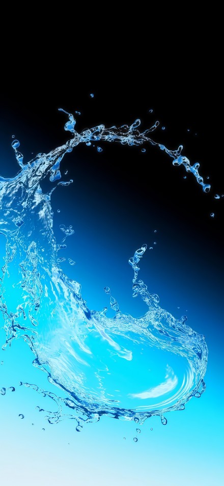 Splash of water on gradient blue background
