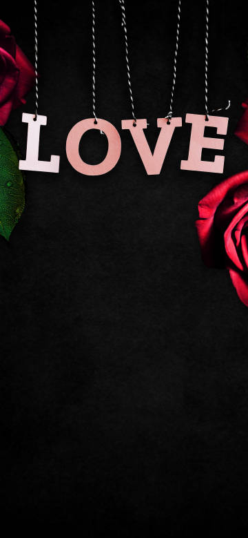 Rope hanging "LOVE" black background wallpaper Rope hanging "LOVE" black background wallpaper