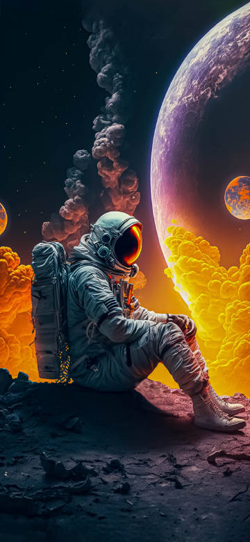Lonely Astronaut Staring At Planet 4K Wallpaper