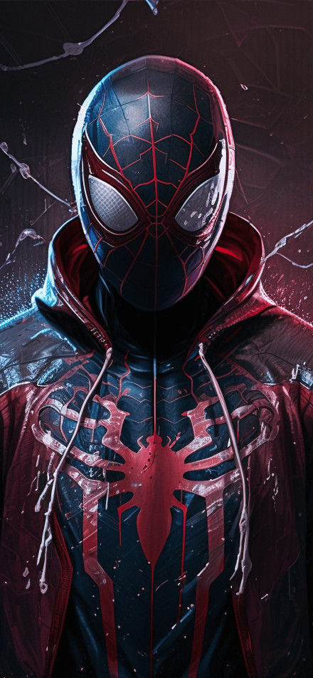 Miles Morales Spider-Man Red Hoodie 4K Wallpaper