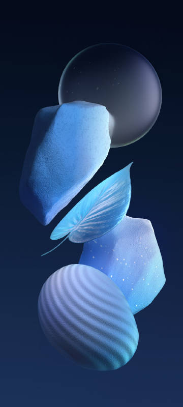 Stones and a Leaf Floating on a Dark Blue Background Wallpaper Stones and a Leaf Floating on a Dark Blue Background Wallpaper