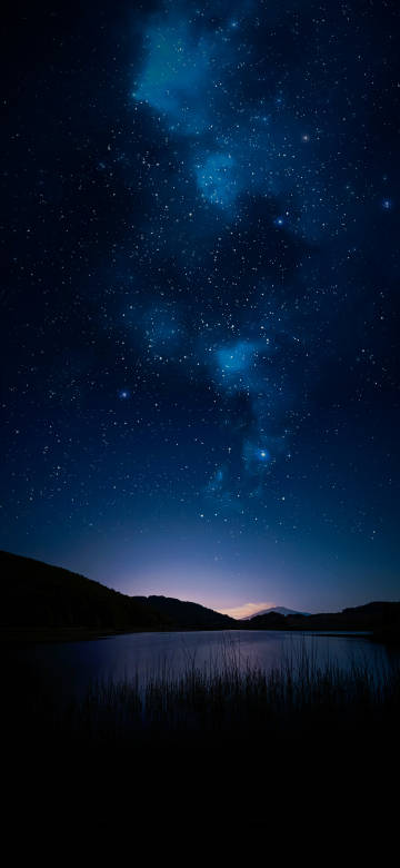 Beautiful Calm Lake Under A Starry Sky Phone Wallpaper