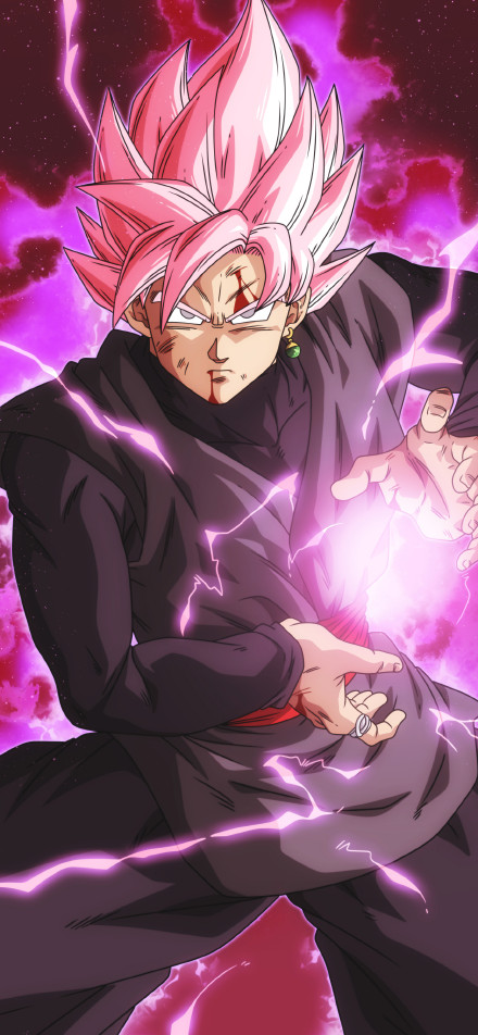 Black Goku with pink hair phone wallpaper