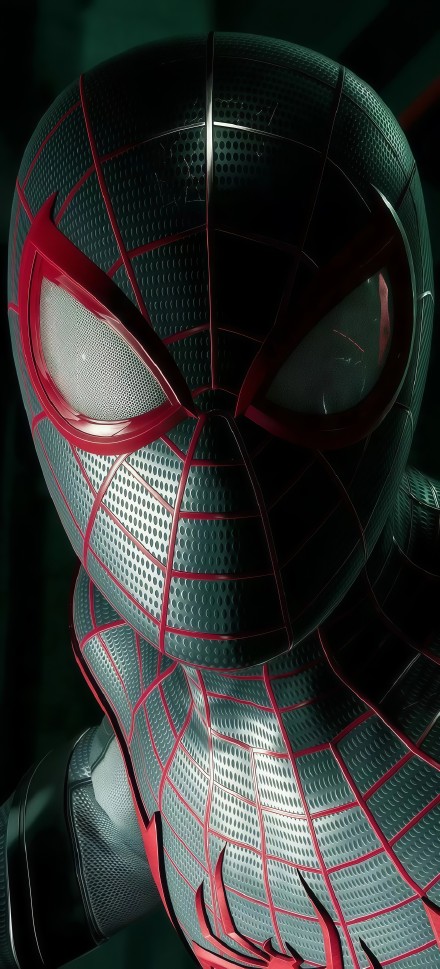 Superhero Spider-Man in black and red suit phone wallpaper