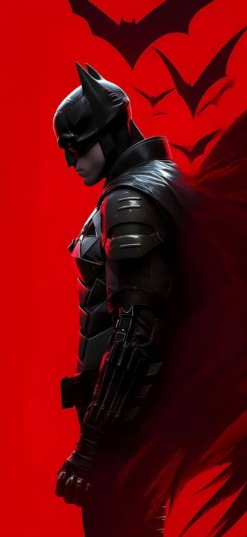 The Batman Red Background 4K Phone Wallpaper
