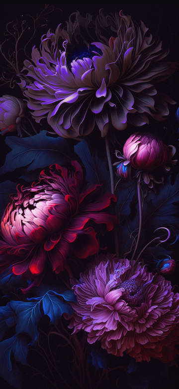 Mysterious Glowing Flowers in the Dark 4K Wallpaper