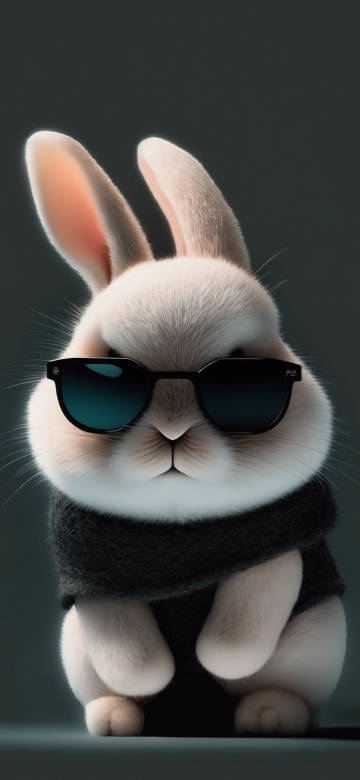 Cute Bunny Wearing Sunglasses 4K Wallpaper