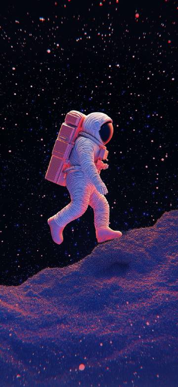 Astronaut walking on the planet phone wallpaper