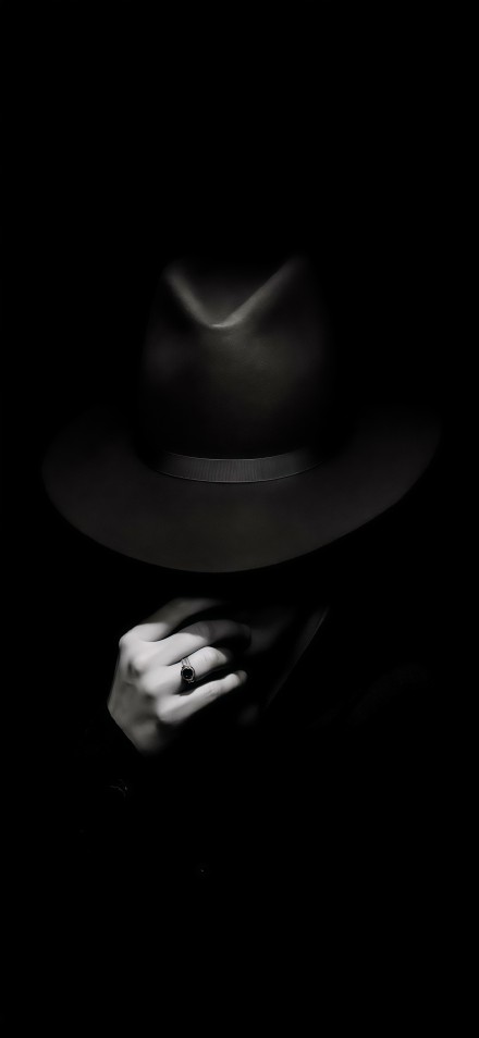 Mysterious hand in black hat phone wallpaper