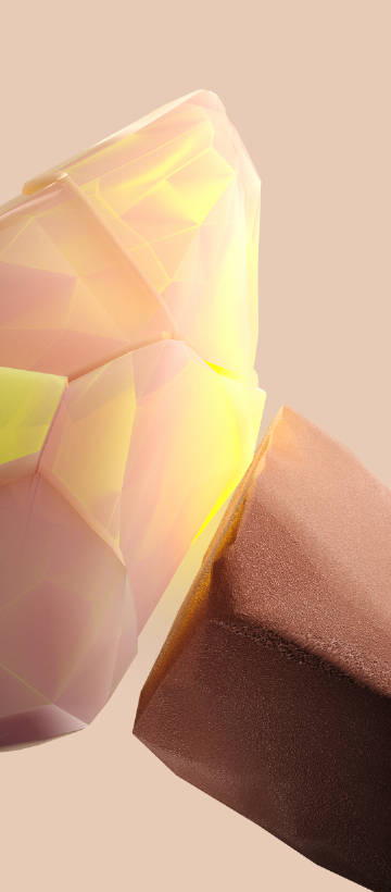 Glowing Pastel Crystal and Brown Geometric Shape Wallpaper