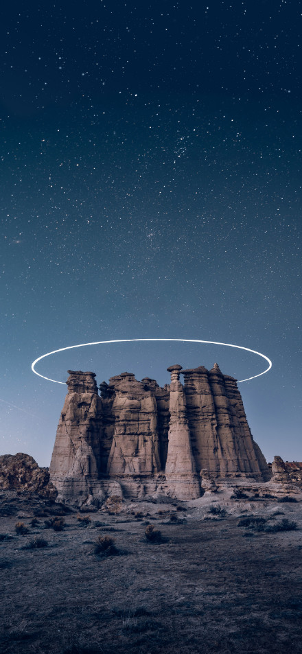 Wonder of desert rock scene at night phone wallpaper