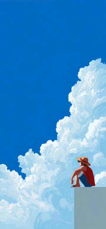 Monkey D. Luffy, blue sky and white clouds