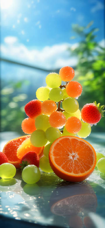 Fresh fruit in the sun fresh and inviting phone wallpaper