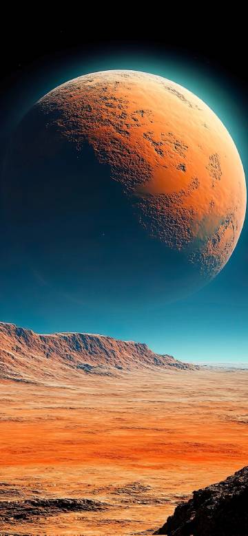 Giant Orange Planet in the Starry Sky 4K Wallpaper Giant Orange Planet in the Starry Sky 4K Wallpaper