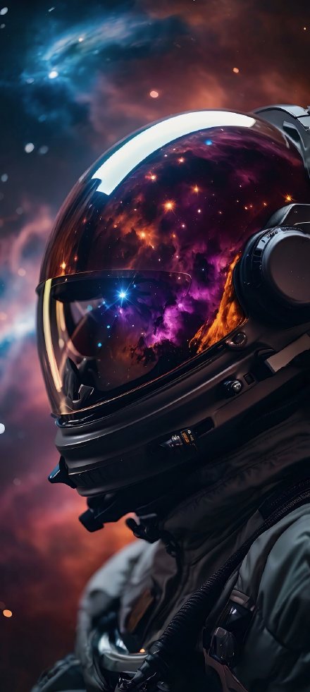 Galaxy Reflection in Astronaut Helmet 4K Wallpaper