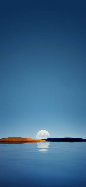 Moon in the deep blue night sky phone wallpaper