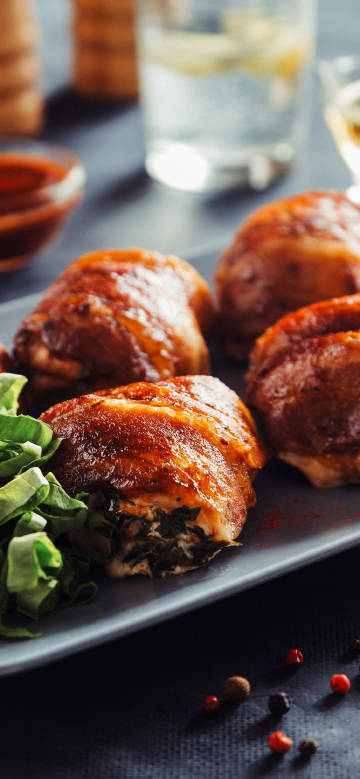Tempting bacon wraps with veggies phone wallpaper