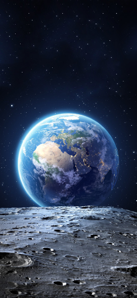 View Of Planet Earth From The Moon's Surface