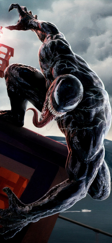 Venom Striking Pose at Night 4K Mobile Wallpaper