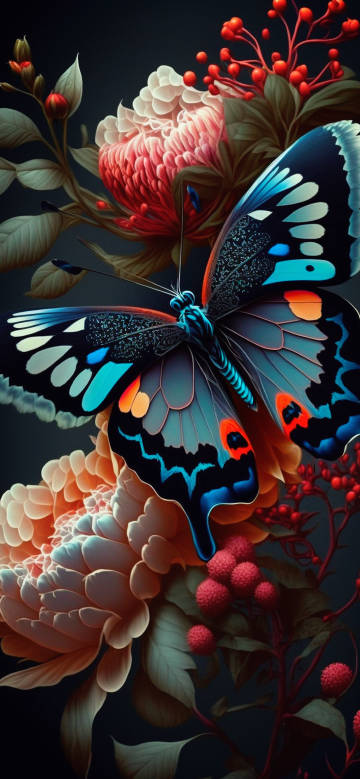 Vibrant Butterfly Floral Close-Up on Dark Background
