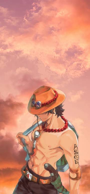 Portgas D. Ace shows off his muscular body and tattoos in One Piece