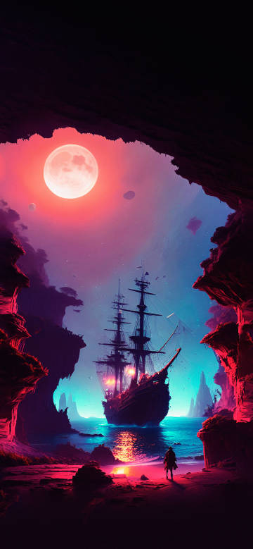 Cool Fantasy Ship Night Scene