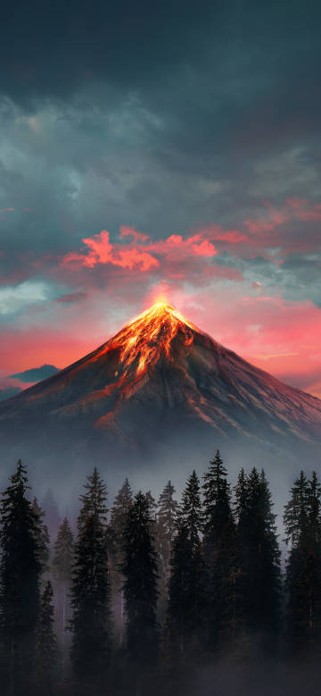 Shocking moment of volcanic eruption phone wallpaper