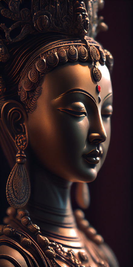 Golden Female Buddha Statue Wallpaper