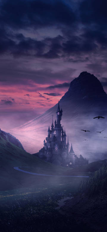Mysterious castle in the clouds phone wallpaper
