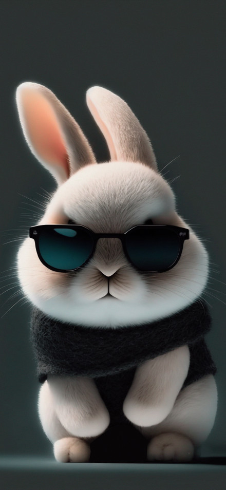 Cute Bunny Wearing Sunglasses 4K Wallpaper