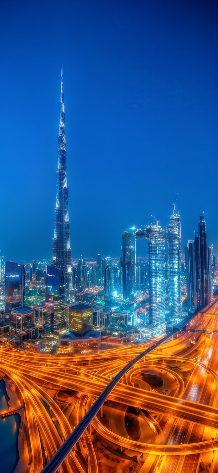 Stunning dubai city night view phone wallpaper