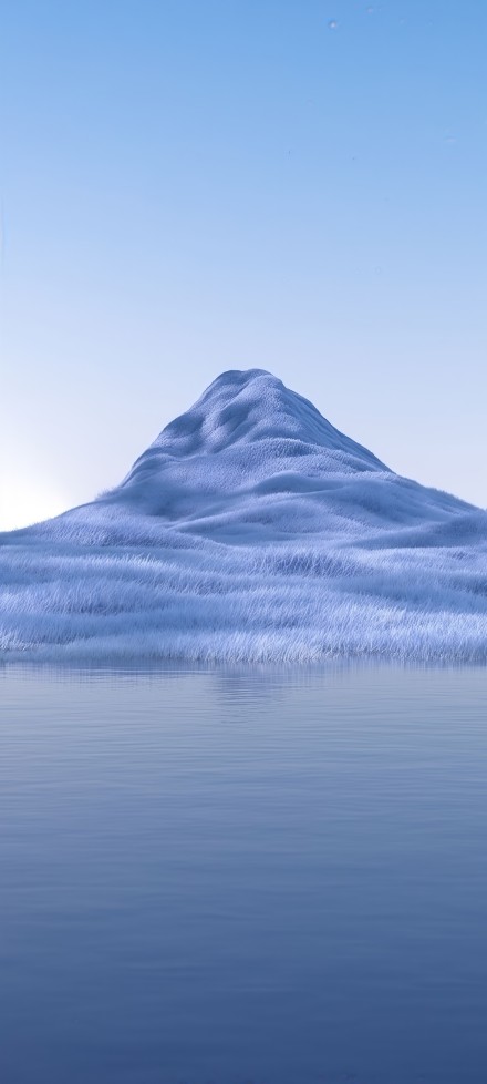 Minimalist blue hills and water phone wallpaper