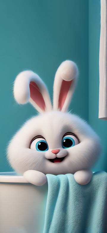 Cute little bunny in the bathtub phone wallpaper