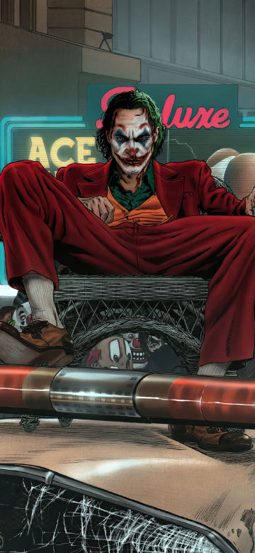Joker Sitting on Police Car 4K Phone Wallpaper Joker Sitting on Police Car 4K Phone Wallpaper