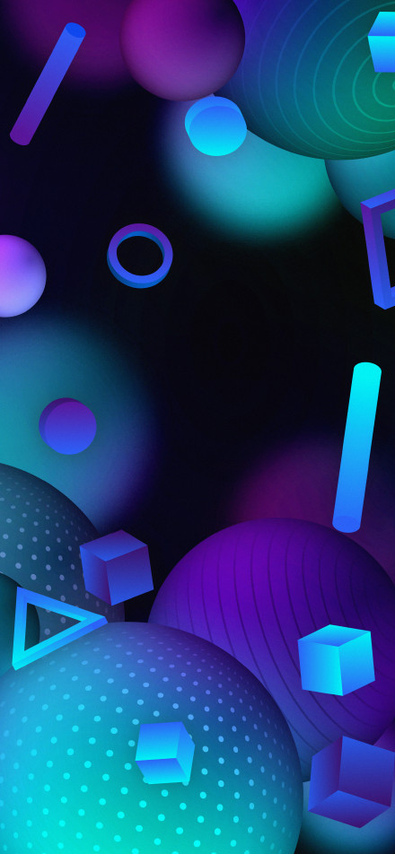 Blue and purple geometric shapes phone wallpaper