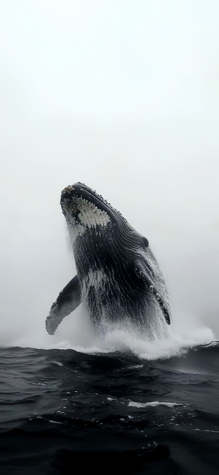 Majestic Humpback Whale Breaching Water 4K Wallpaper