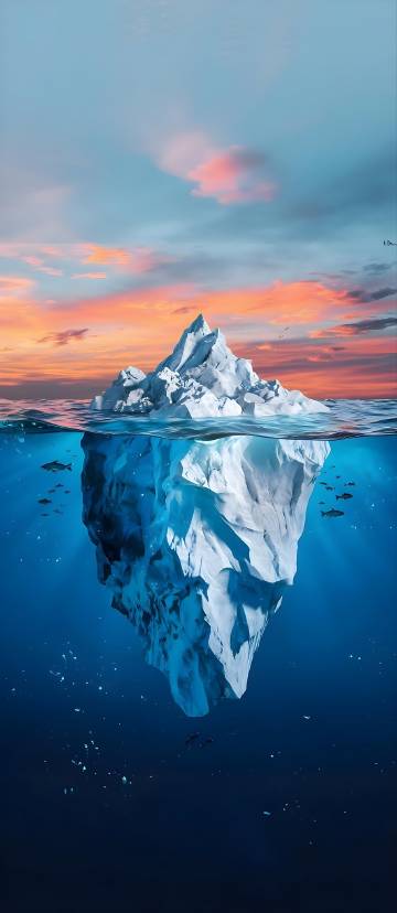 Beautiful Above And Below Water Iceberg Wallpaper