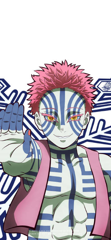 Akaza Upper Moon Three On A White Background 4K Wallpaper